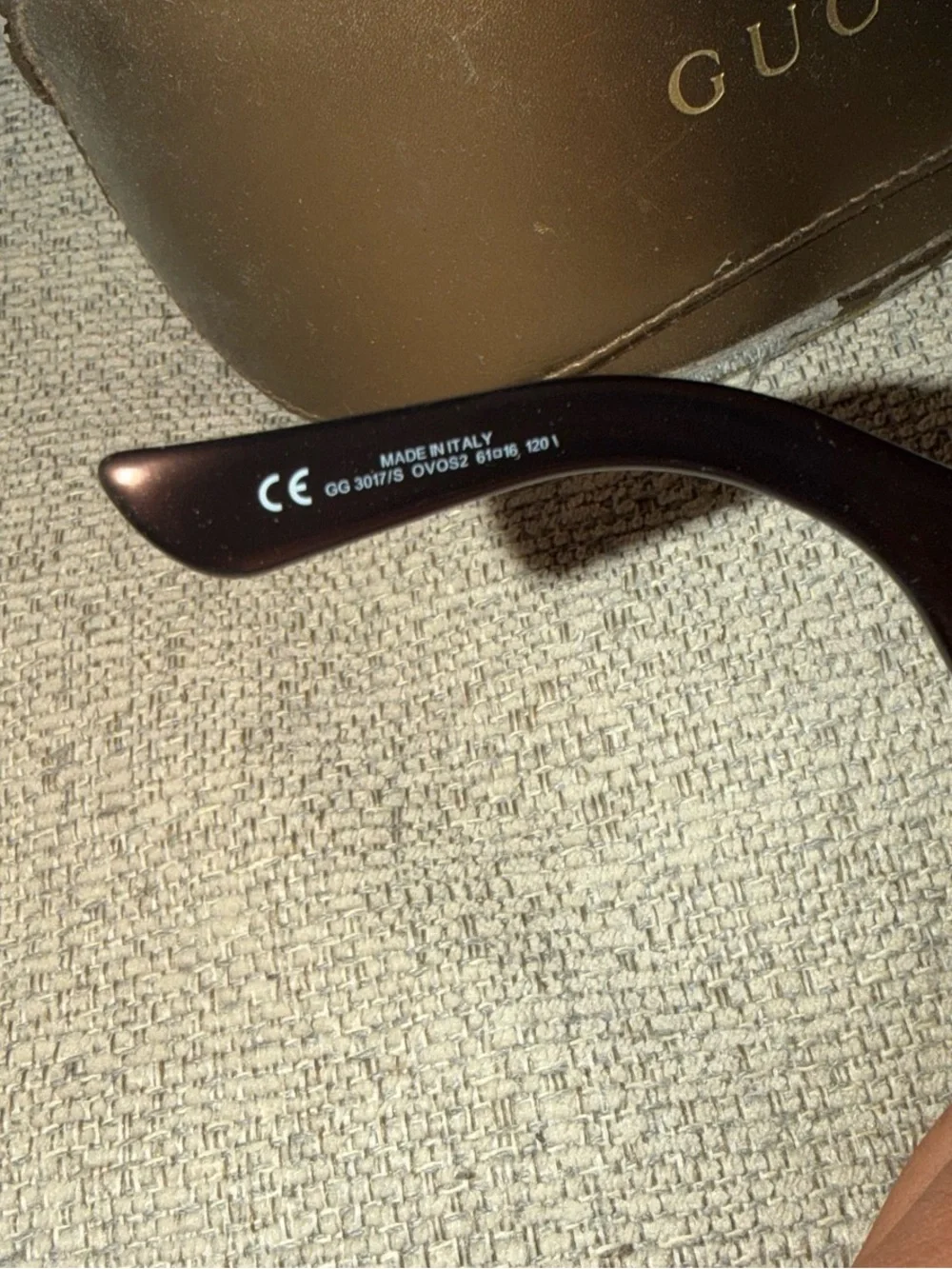 Gucci Women’s Brown Sunglasses with Gold Crystal Interlocking Detail